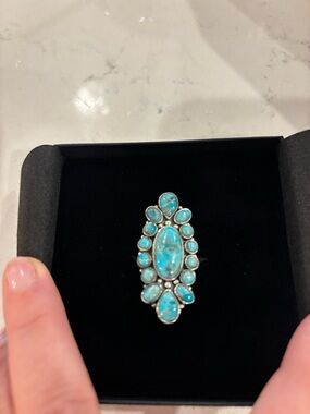 Turquoise Cluster Ring - Women Jewelry size 8